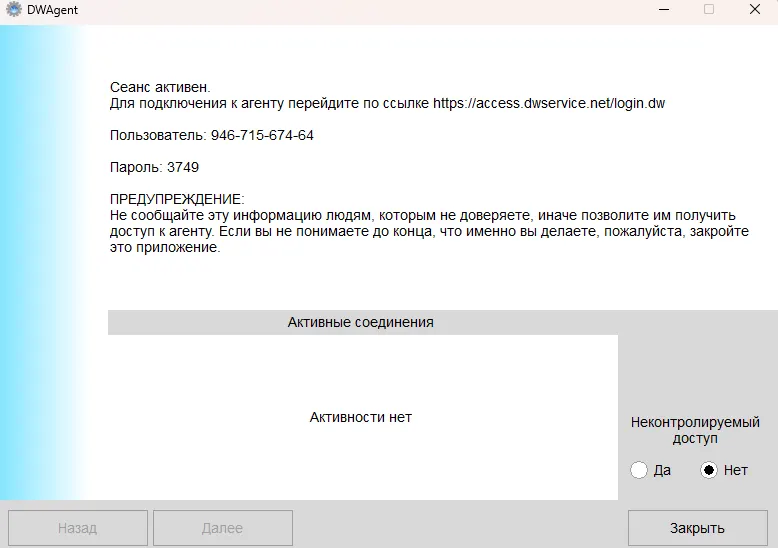 Интерфейс DWService