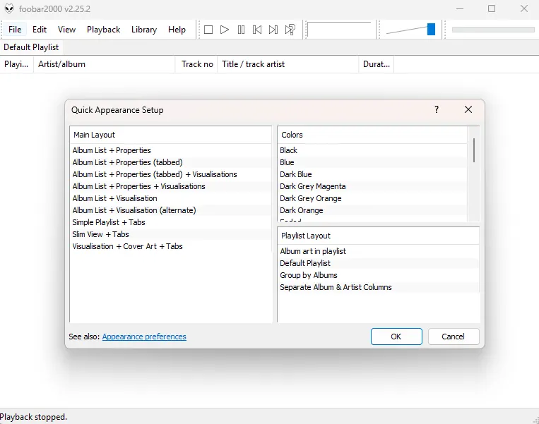 Интерфейс foobar2000